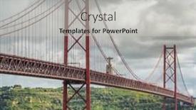 Presentation with suspension - Theme having famous-25-de-abril-bridge background and a light gray colored foreground