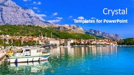  Presentation with dalmatia - Audience pleasing PPT theme consisting of famous-adriatic-coast-makarska-riviera backdrop and a cobalt blue colored foreground