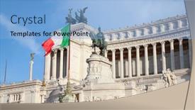  Presentation with rome italy - Audience pleasing PPT theme consisting of famous-altare-della-patria backdrop and a light blue colored foreground