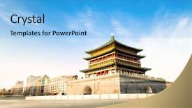  Presentation with tower - Presentation design enhanced with famous ancient bell tower background and a light blue colored foreground