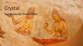  Presentation with sri lanka dunhinda falls - Amazing PPT layouts having famous ancient wall paintings frescoes backdrop and a coral colored foreground