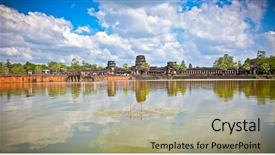  Presentation with complex - Amazing slide deck having famous angkor wat temple complex backdrop and a  colored foreground