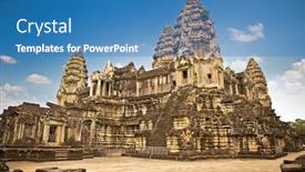  Presentation with complex - Slides enhanced with famous angkor wat temple complex near siem reap cambodia background and a teal colored foreground