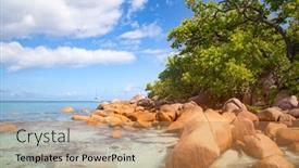  Presentation with beach - Presentation design with famous-anse-lazio-beach background and a coral colored foreground