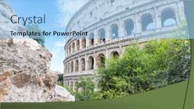  Presentation with rome - Beautiful PPT theme featuring famous-antique-colosseum-in-rome backdrop and a light blue colored foreground