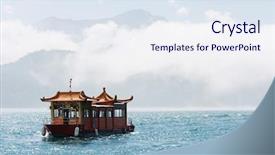  Presentation with water sun - Colorful slide set enhanced with famous attraction the sun moon backdrop and a sky blue colored foreground