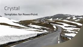  Presentation with summer time - Presentation with famous aurlandsvegen bjorgavegen mountain road in aurland norway in summer time background and a light gray colored foreground