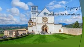  Presentation with famous moroccan koutoubia mosque minaret - Slides featuring famous-basilica-of-st-francis background and a light blue colored foreground