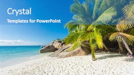  Presentation with beautiful skin and beach - Slide set with granite boulders praslin island background and a teal colored foreground