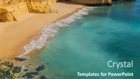  Presentation with algarve - PPT theme featuring famous-beach-of-praia-da background and a ocean colored foreground