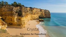  Presentation with algarve - Colorful presentation theme enhanced with famous-beach-of-praia-da backdrop and a coral colored foreground