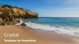  Presentation with algarve - Amazing presentation design having famous-beach-of-praia-da backdrop and a coral colored foreground