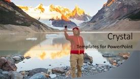  Presentation with beautiful landscapes - Presentation theme with famous beautiful peak cerro torre background and a  colored foreground