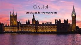  Presentation with parliament - PPT theme with famous big ben clock tower and parliament building in london uk background and a lemonade colored foreground