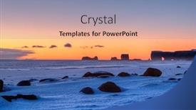  Presentation with black light - Beautiful PPT layouts featuring famous black beach in iceland with beautiful sunrise light panoramic view backdrop and a seafoam green colored foreground