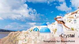  Presentation with church blue - Audience pleasing PPT theme consisting of famous blue dome church backdrop and a lemonade colored foreground