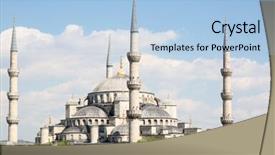  Presentation with istanbul - Audience pleasing slides consisting of famous blue mosque in istanbul backdrop and a light blue colored foreground