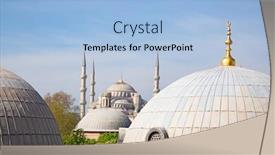 Presentation with istanbul - Amazing PPT theme having famous-blue-mosque-in-istanbul backdrop and a light blue colored foreground