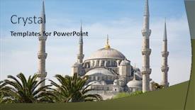  Presentation with istanbul - Slide set consisting of famous-blue-mosque-in-istanbul background and a light blue colored foreground
