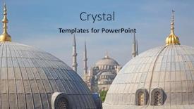  Presentation with istanbul - Audience pleasing PPT theme consisting of famous-blue-mosque-in-istanbul backdrop and a light blue colored foreground