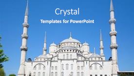  Presentation with istanbul - Slide set featuring famous-blue-mosque-in-istanbul background and a teal colored foreground