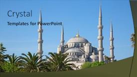  Presentation with istanbul - Audience pleasing PPT theme consisting of famous-blue-mosque-in-istanbul backdrop and a light blue colored foreground