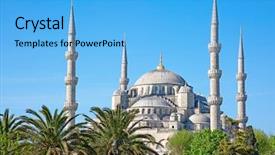  Presentation with istanbul - Audience pleasing presentation theme consisting of famous blue mosque in istanbul backdrop and a light blue colored foreground