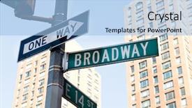  Presentation with broadway - Slide deck with famous broadway street signs background and a light blue colored foreground