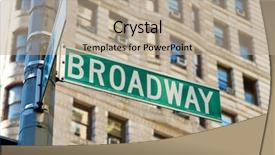  Presentation with broadway - Amazing PPT theme having famous broadway street signs backdrop and a coral colored foreground