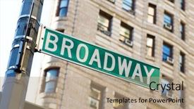  Presentation with broadway - PPT layouts consisting of famous broadway street signs background and a coral colored foreground