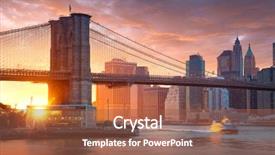  Presentation with boat river - Cool new slide deck with famous brooklyn bridge in new backdrop and a red colored foreground