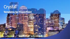  Presentation with boston - Amazing PPT theme having famous building - boston massachusetts financial district backdrop and a cobalt blue colored foreground