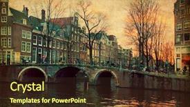  Presentation with amsterdam - Presentation theme having famous building - evening in amsterdam netherlands photo background and a tawny brown colored foreground