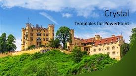  Presentation with alps - Colorful presentation enhanced with famous building - hohenschwangau castle in the bavarian backdrop and a light blue colored foreground