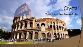  Presentation with rome italy - Slides consisting of famous building - iconic the legendary coliseum background and a light blue colored foreground