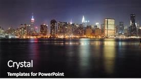  Presentation with taxi cabs new york city - Colorful presentation theme enhanced with famous building - new york city manhattan midtown backdrop and a wine colored foreground