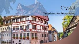  Presentation with house building - Slide set with famous building - nuremberg germany at the historic background and a light blue colored foreground
