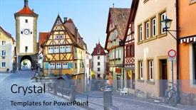  Presentation with bavaria - Colorful slide set enhanced with famous building - old street in rothenburg ob backdrop and a teal colored foreground
