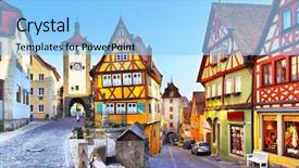  Presentation with bavaria - Slide deck consisting of famous building - old street in rothenburg ob background and a light blue colored foreground
