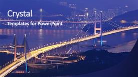  Presentation with hong kong skectch - Cool new theme with famous building - tsing ma bridge in hong backdrop and a  colored foreground