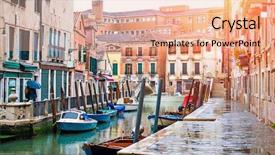 Presentation with canal - Audience pleasing PPT theme consisting of famous building - venice italy grand canal backdrop and a coral colored foreground