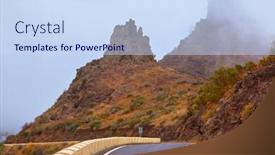  Presentation with fog - PPT layouts with sky islands haze - famous canyon masca in fog background and a sky blue colored foreground