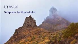  Presentation with fog - Presentation featuring famous canyon masca in fog at tenerife island - canary spain background and a sky blue colored foreground