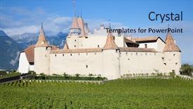  Presentation with english castle - Slide set with famous castle chateau d'aigle background and a light blue colored foreground