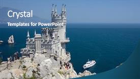  Presentation with swallow - Audience pleasing PPT layouts consisting of famous castle swallow nest near backdrop and a  colored foreground