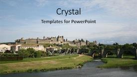  Presentation with castle - Cool new slides with famous-cite-castle-in-carcasonne backdrop and a light blue colored foreground