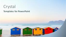  Presentation with cape town - Slide set having famous-colorful-huts-of-muizenberg background and a sky blue colored foreground