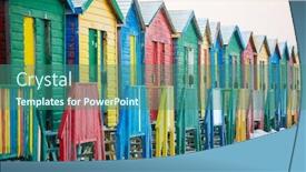  Presentation with cape town south africa - Beautiful PPT theme featuring famous-colorful-huts-of-muizenberg backdrop and a ocean colored foreground