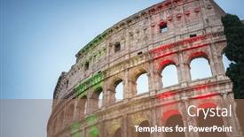  Presentation with rome italy - Audience pleasing presentation theme consisting of famous-colosseum-in-rome-illuminated backdrop and a coral colored foreground