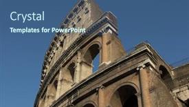  Presentation with rome italy - Audience pleasing presentation theme consisting of famous-colosseum-or-coliseum backdrop and a ocean colored foreground